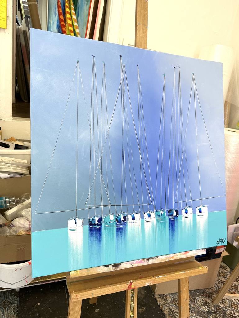 Original Figurative Sailboat Painting by Olivier Messas