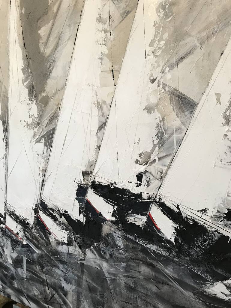 Original Abstract Sailboat Painting by Olivier Messas