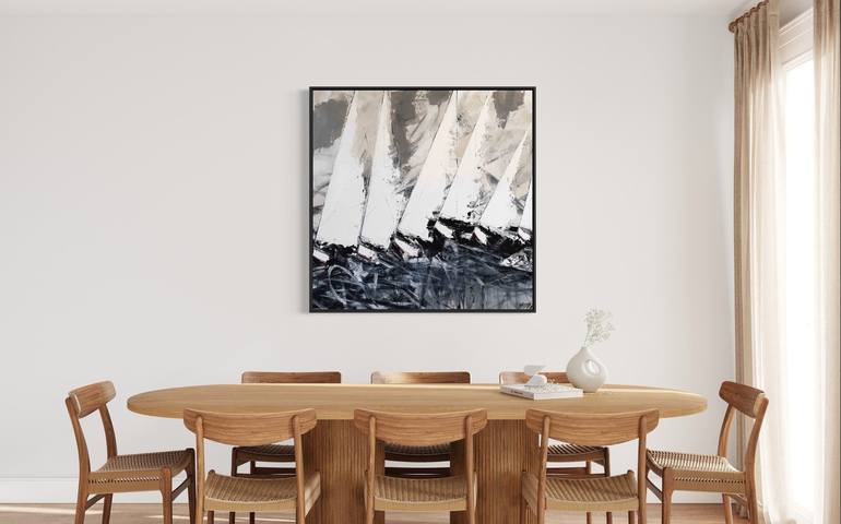 Original Abstract Sailboat Painting by Olivier Messas