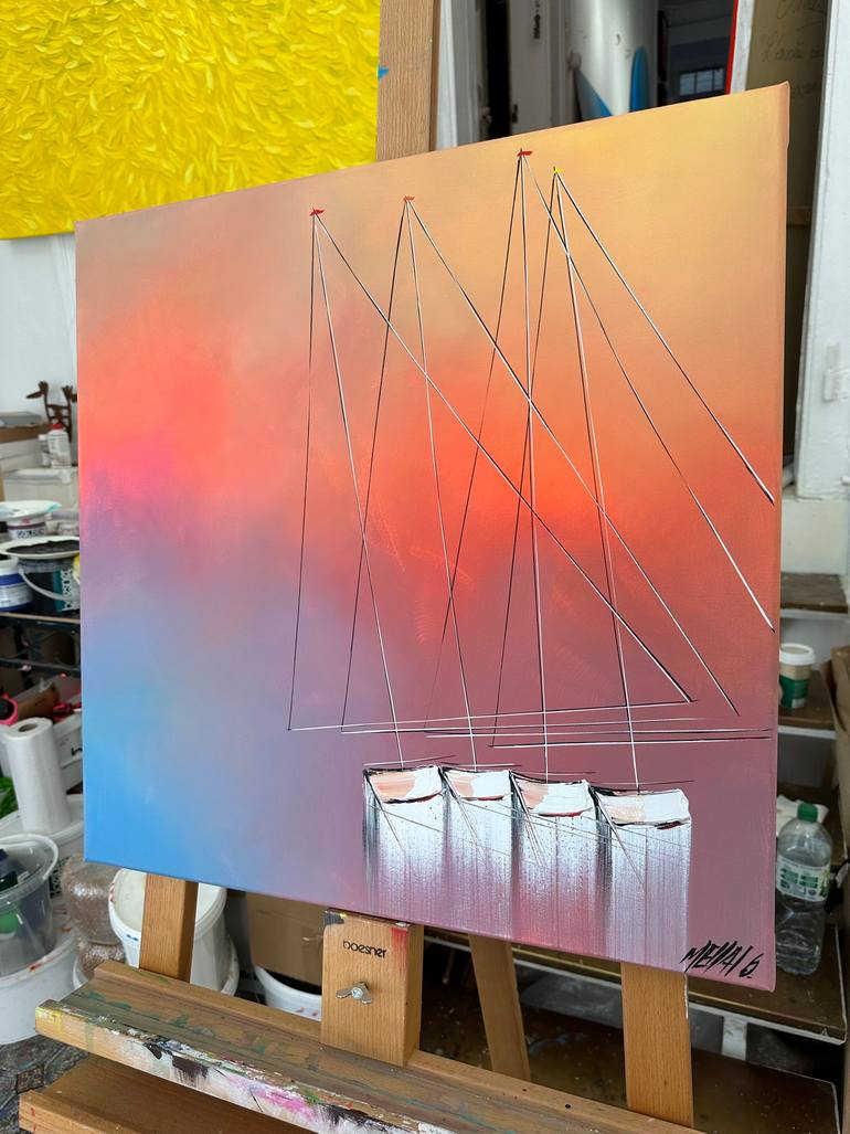 Original Figurative Boat Painting by Olivier Messas