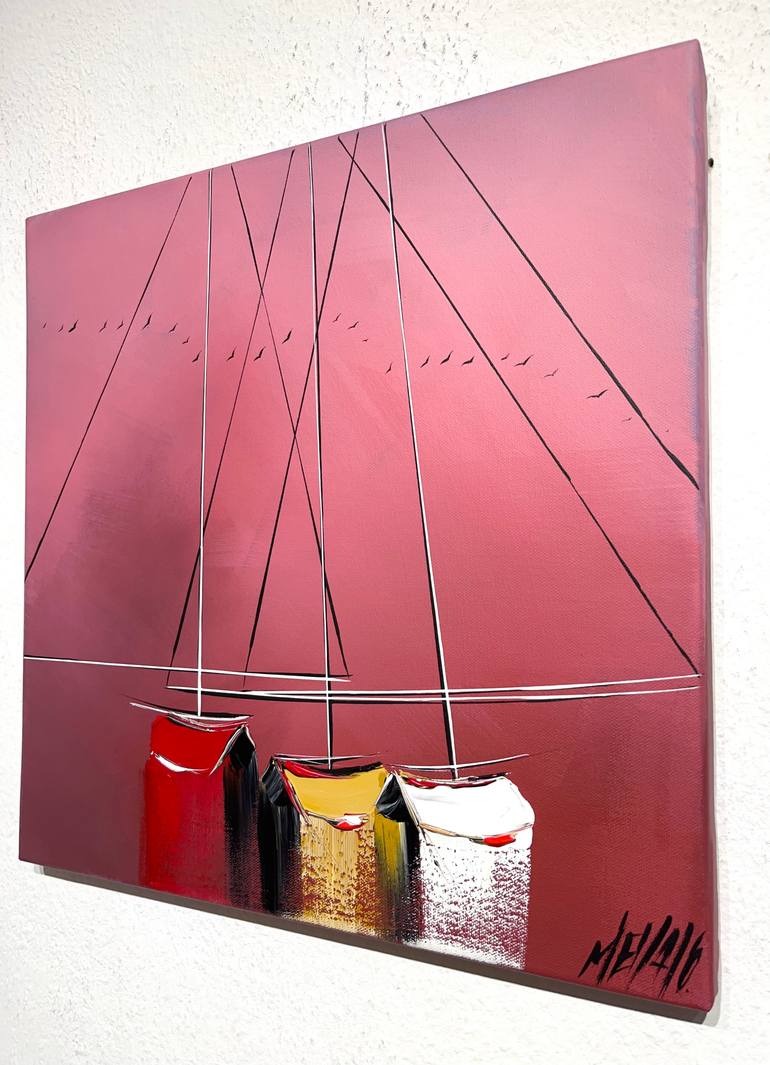 Original Minimalism Boat Painting by Olivier Messas