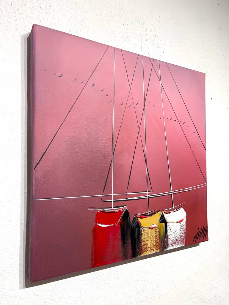 Original Minimalism Boat Painting by Olivier Messas