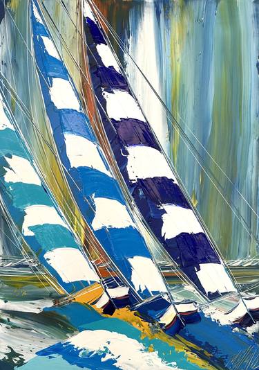 Print of Fine Art Sailboat Paintings by Olivier Messas