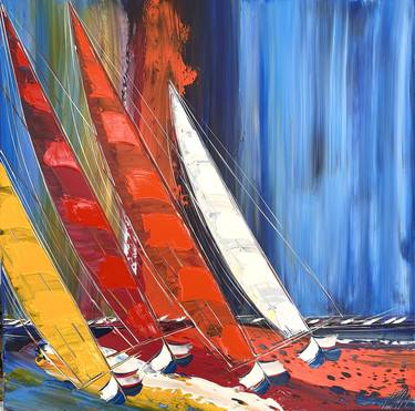Print of Sailboat Paintings by Olivier Messas