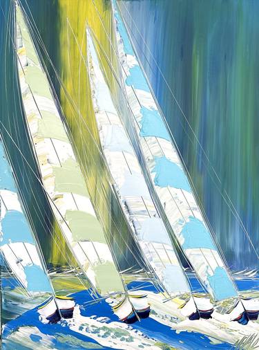 Print of Fine Art Sailboat Paintings by Olivier Messas