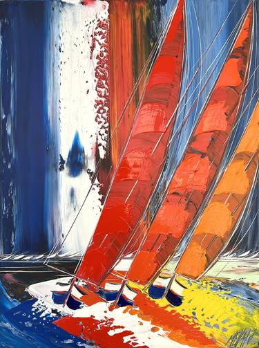 Original Fine Art Sailboat Paintings by Olivier Messas