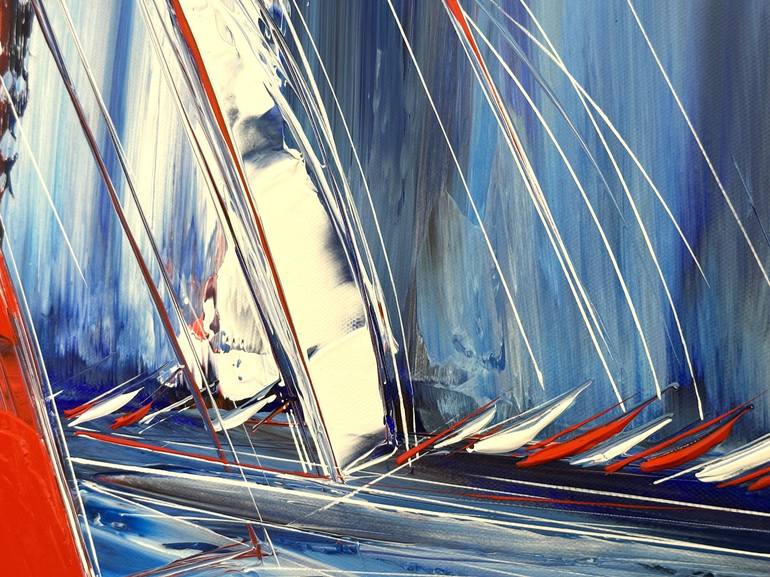 Original Figurative Sailboat Painting by Olivier Messas