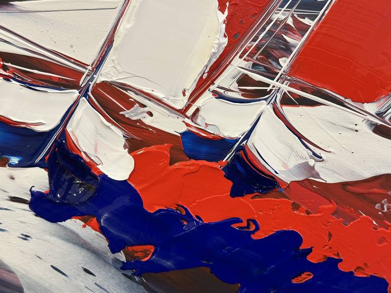 Original Fine Art Sailboat Painting by Olivier Messas