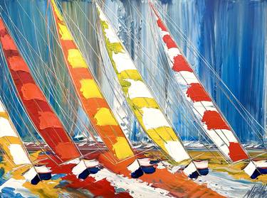 Print of Sailboat Paintings by Olivier Messas