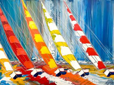 Original Fine Art Sailboat Paintings by Olivier Messas