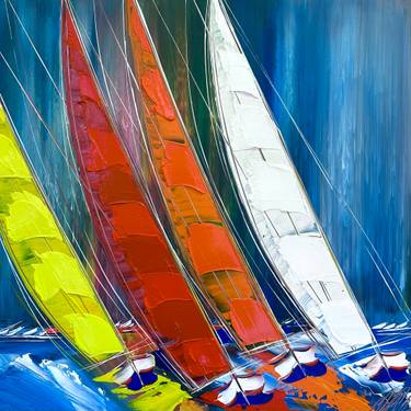 Original Fine Art Sailboat Paintings by Olivier Messas