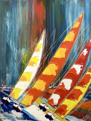 Print of Sailboat Paintings by Olivier Messas