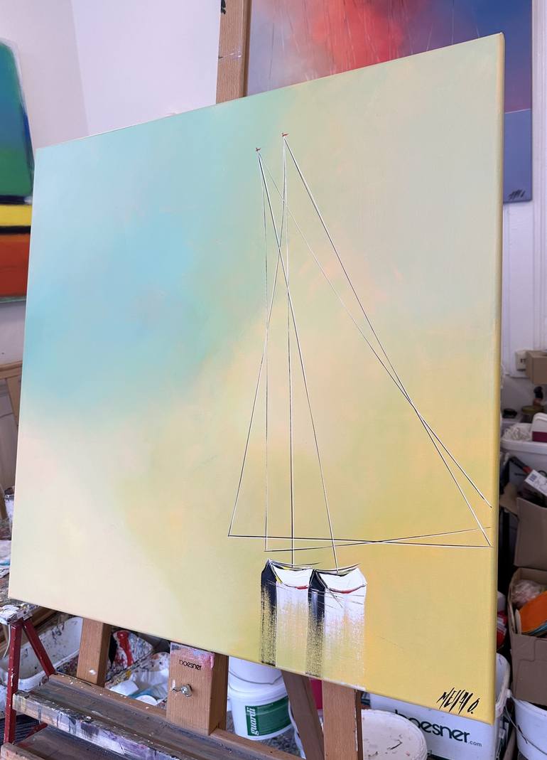 Original Figurative Sailboat Painting by Olivier Messas