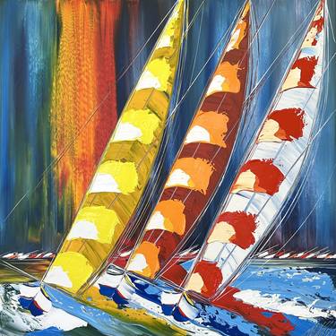 Original Figurative Sailboat Paintings by Olivier Messas
