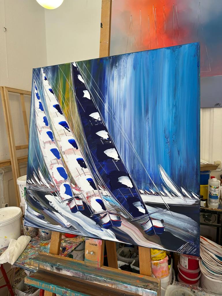 Original Figurative Boat Painting by Olivier Messas