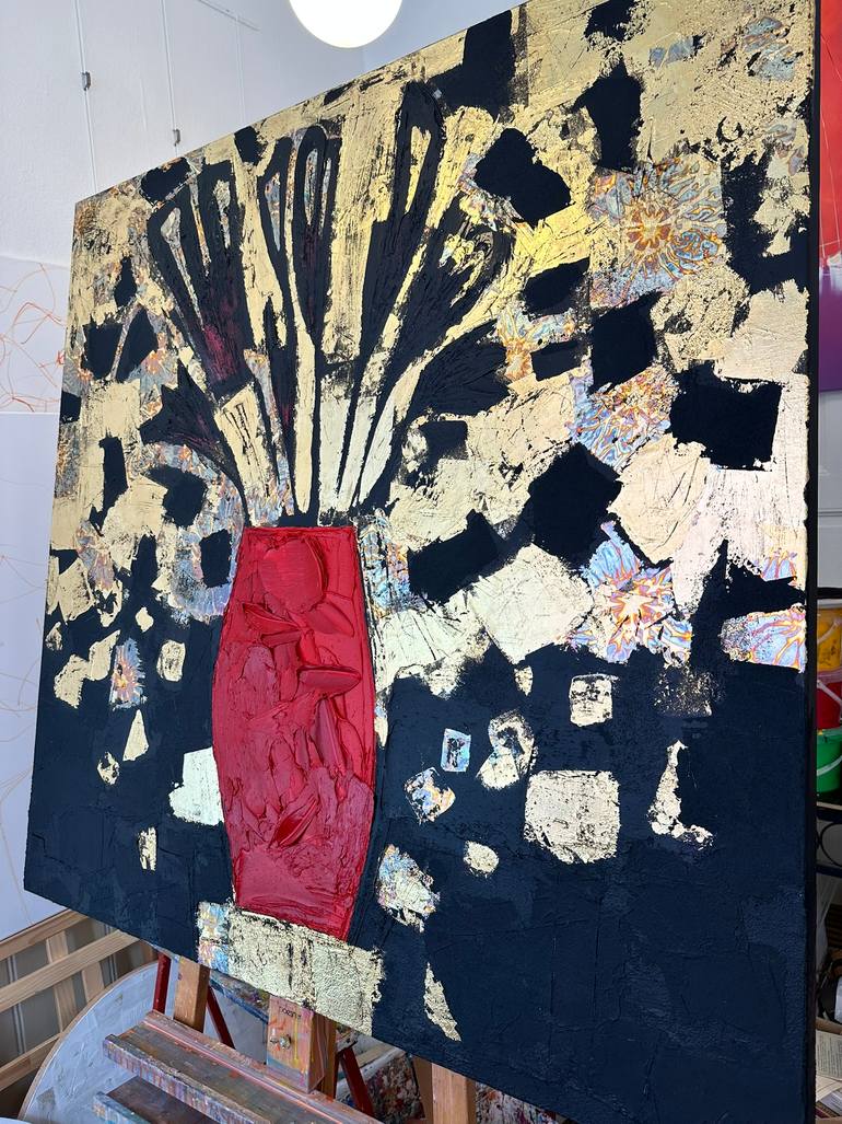 Original Abstract Expressionism Floral Painting by Olivier Messas