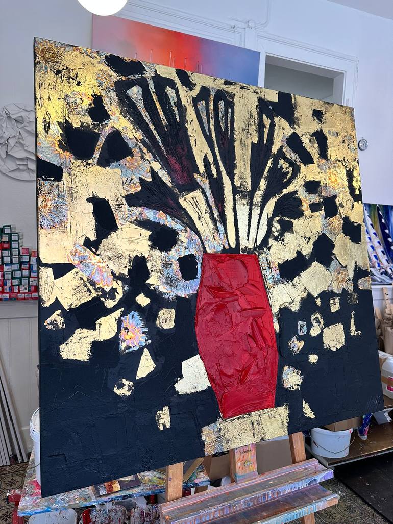 Original Abstract Expressionism Floral Painting by Olivier Messas