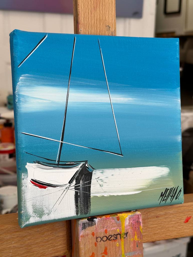 Original Pop Art Boat Painting by Olivier Messas