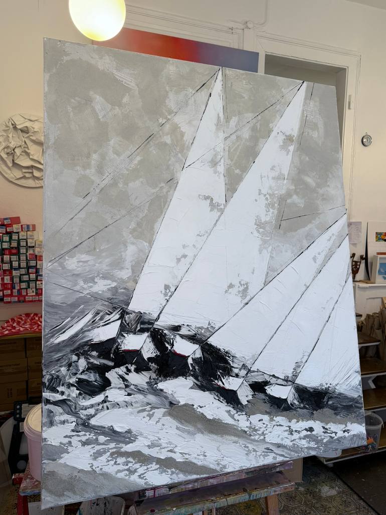Original Abstract Boat Painting by Olivier Messas