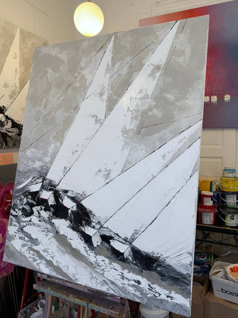 Original Abstract Boat Painting by Olivier Messas