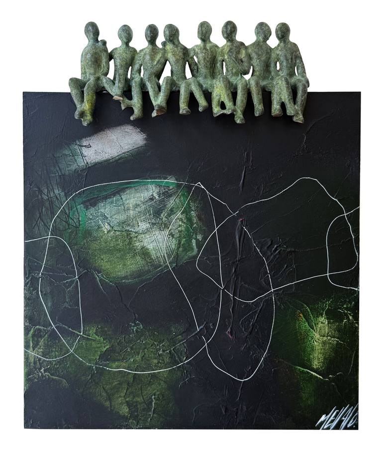 Original Children Sculpture by Olivier Messas | Geometric Art on Wood | Au sommet du monde... << ON TOP OF THE WORLD >> (2025)