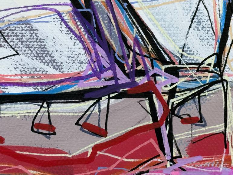 Original Abstract Expressionism Boat Painting by Olivier Messas