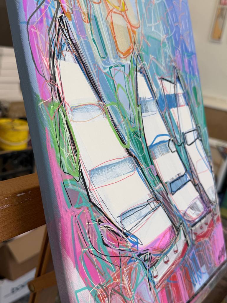 Original Abstract Expressionism Boat Painting by Olivier Messas