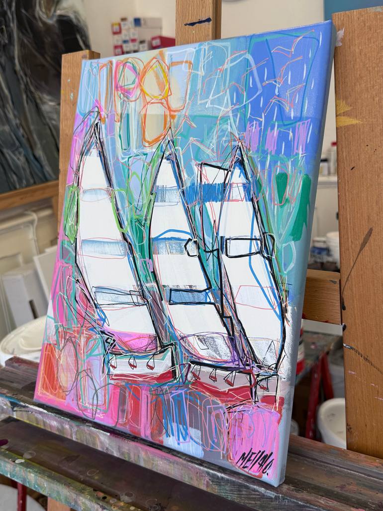 Original Abstract Expressionism Boat Painting by Olivier Messas
