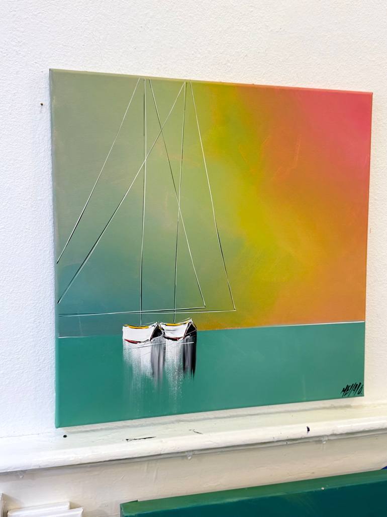 Original Fine Art Sailboat Painting by Olivier Messas