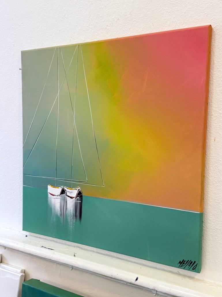 Original Fine Art Sailboat Painting by Olivier Messas