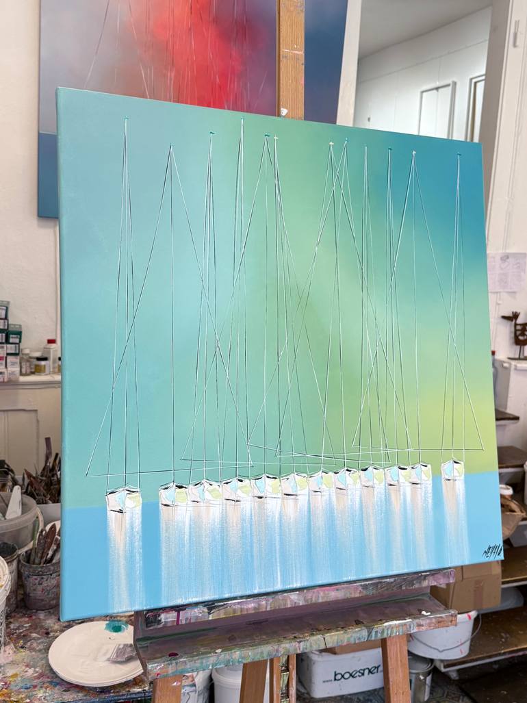 Original Figurative Sailboat Painting by Olivier Messas