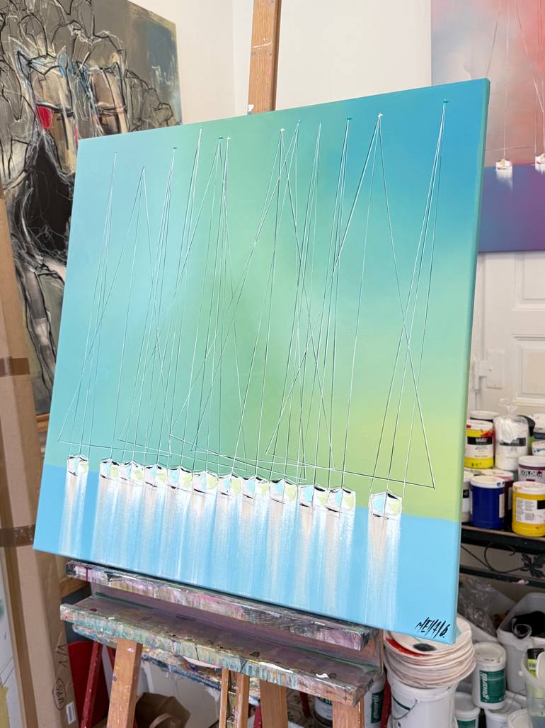 Original Figurative Sailboat Painting by Olivier Messas