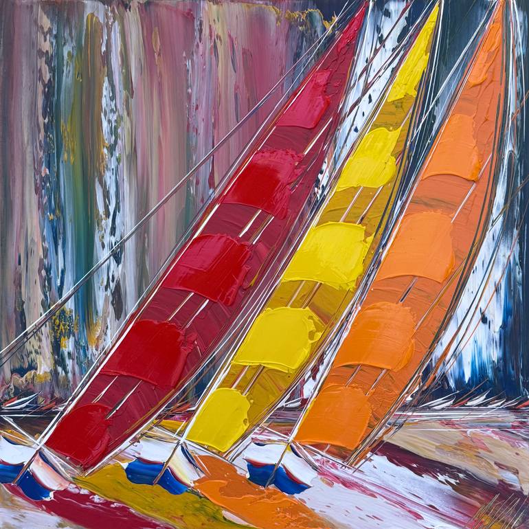 Original Boat Painting by Olivier Messas | Figurative Art on Canvas | Couleurs du sud... "COLORS OF THE SOUTH" (2026)