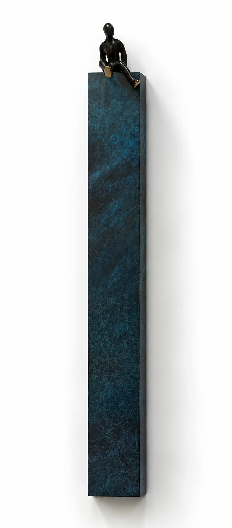 Original Children Sculpture by Olivier Messas | Cubism Art on Bronze | Le petit reveur... (bleu) "THE LITTLE DREAMER..." (BLUE)