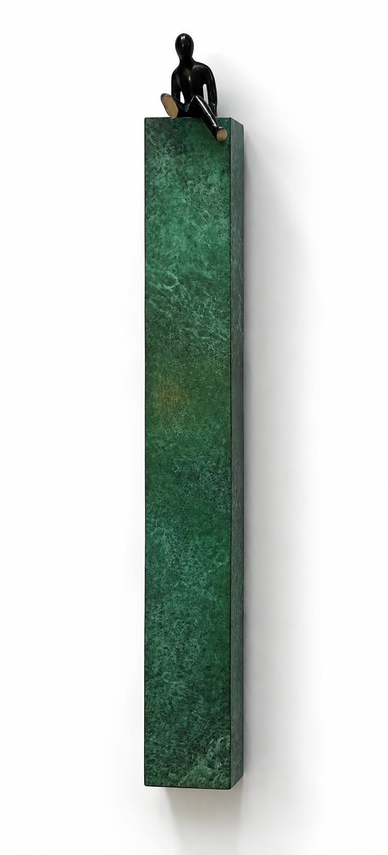 Original Children Sculpture by Olivier Messas | Cubism Art on Bronze | Le petit reveur... (vert) "THE LITTLE DREAMER..." (GREEN)