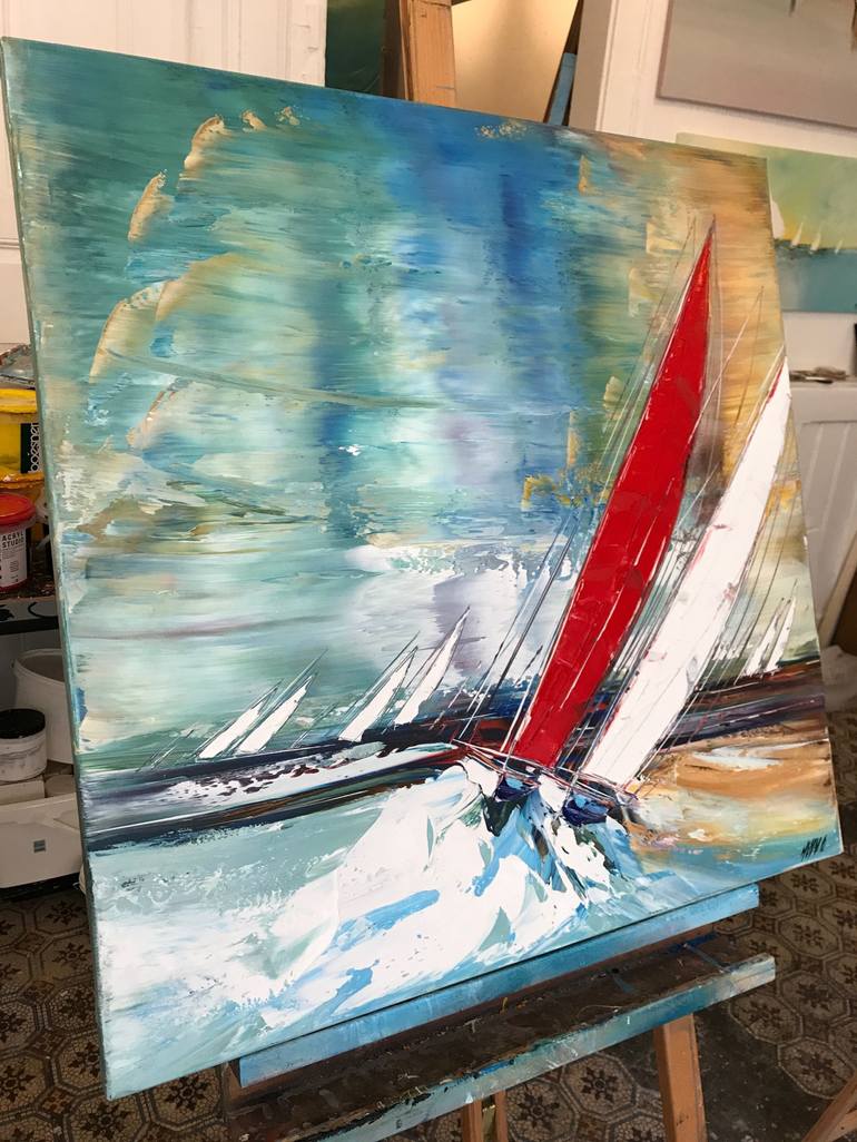 Original Abstract Boat Painting by Olivier Messas