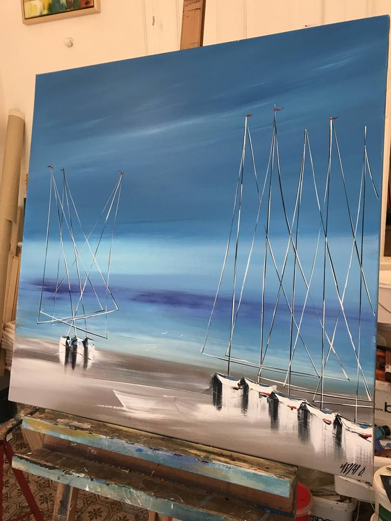 Original Abstract Boat Painting by Olivier Messas