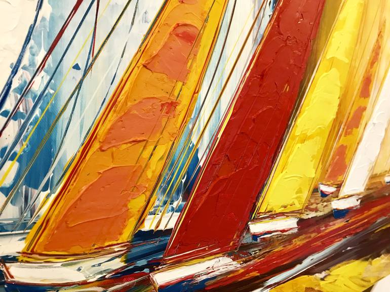 Original Abstract Boat Painting by Olivier Messas