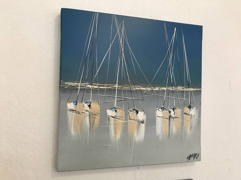 Original Figurative Sailboat Painting by Olivier Messas