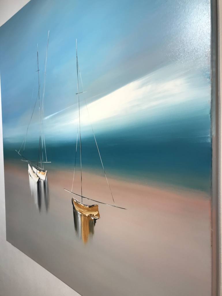 Original Abstract Sailboat Painting by Olivier Messas