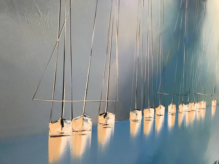 Original Abstract Sailboat Painting by Olivier Messas