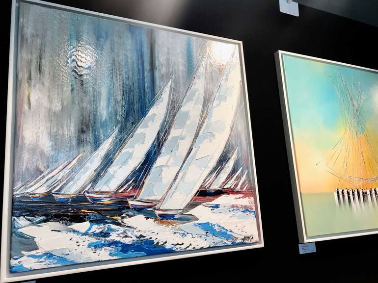 Original Abstract Expressionism Sailboat Painting by Olivier Messas