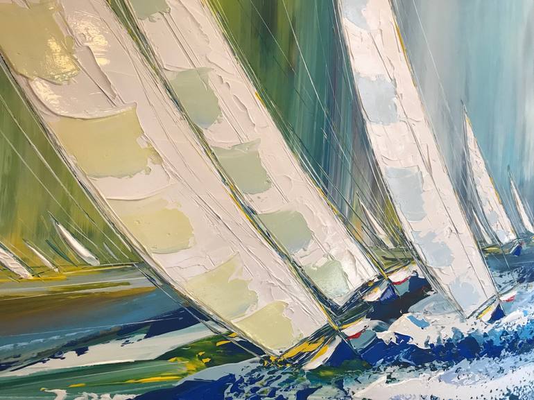 Original Abstract Expressionism Sailboat Painting by Olivier Messas