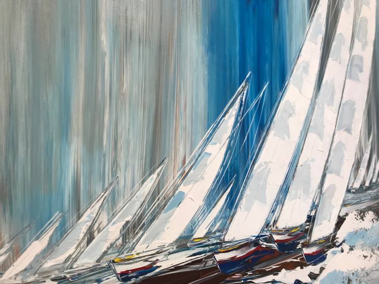 Original Figurative Sailboat Painting by Olivier Messas