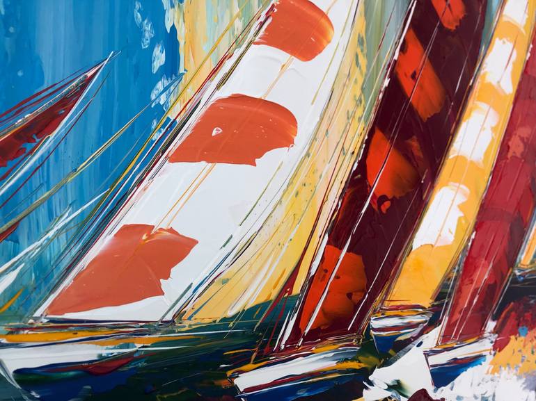 Original Abstract Boat Painting by Olivier Messas