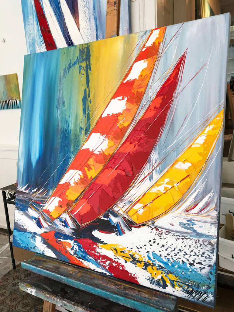 Original Sailboat Painting by Olivier Messas