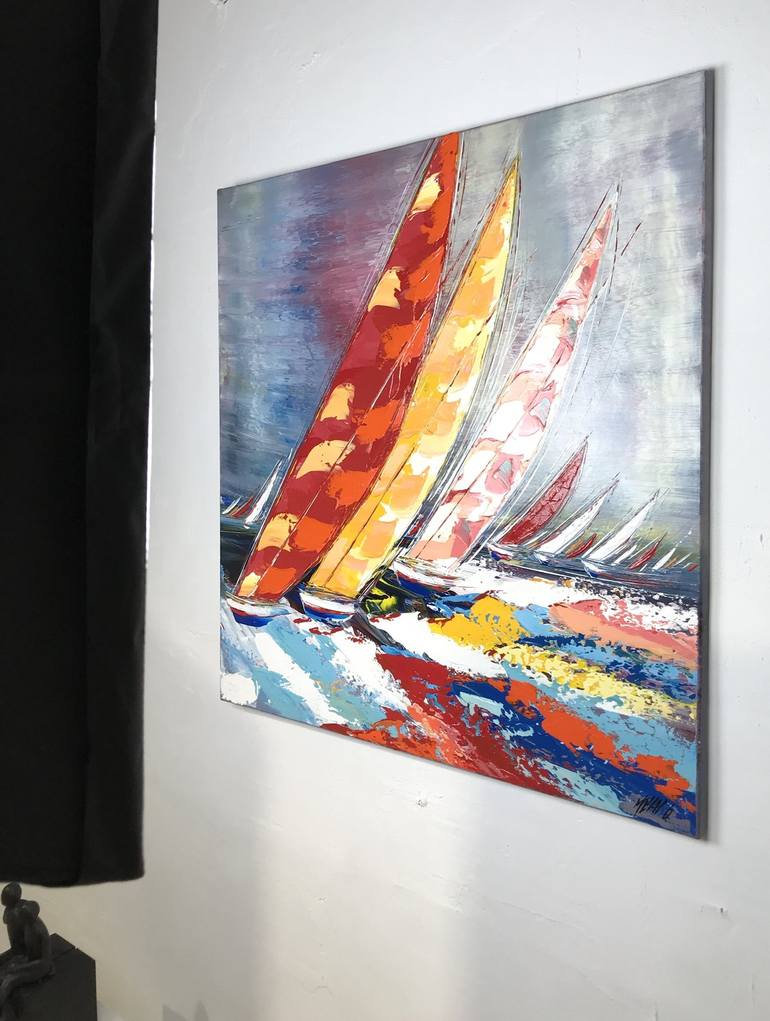 Original Sailboat Painting by Olivier Messas