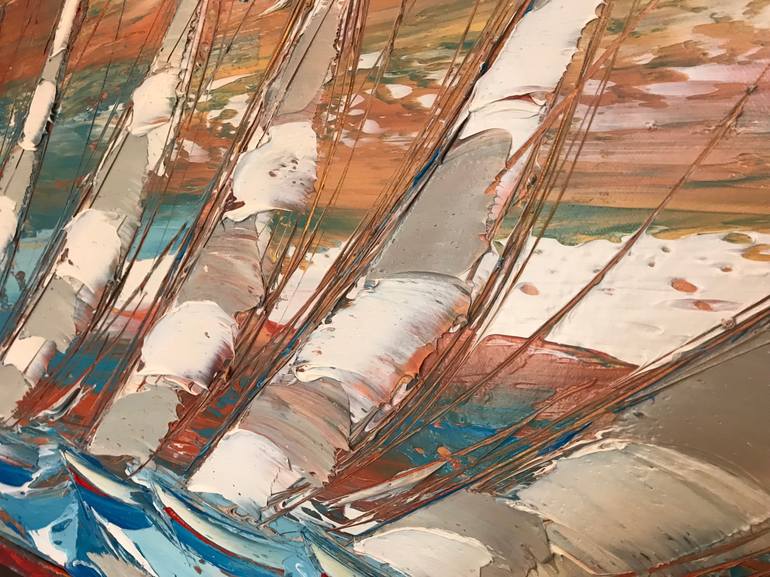 Original Figurative Sailboat Painting by Olivier Messas