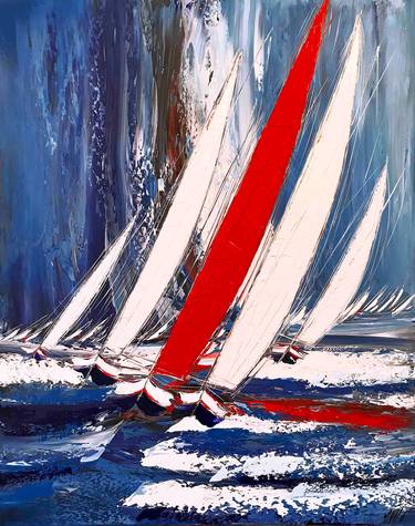 Original Abstract Expressionism Sailboat Paintings by Olivier Messas