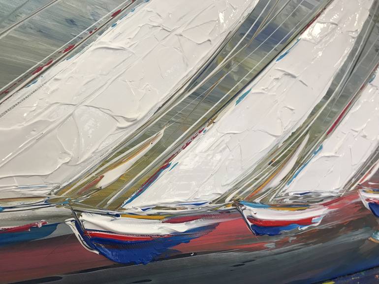 Original Abstract Expressionism Sailboat Painting by Olivier Messas